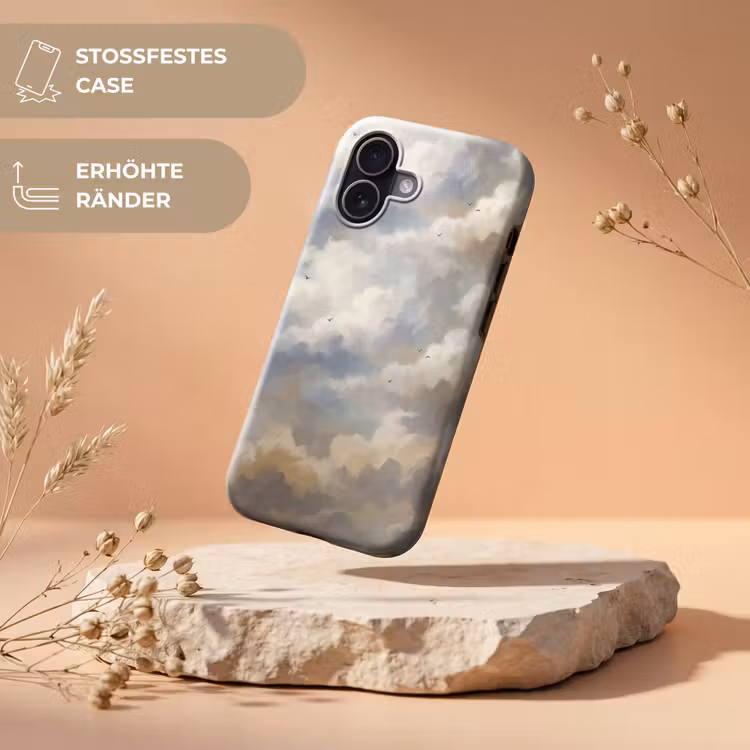 Vogel - Wolken - Natuur - Modern - Grijs Toughcase MagSafe Apple iPhone 17 klein -USP_RandenV_DE