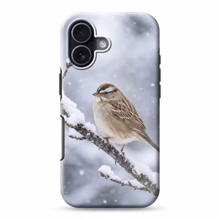 Vogel - Tak - Sneeuw - Winter Toughcase MagSafe Apple iPhone 17 klein -3d