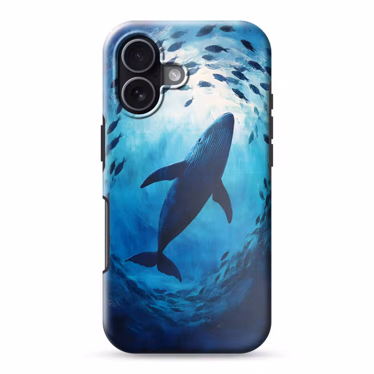 Walvis - Vissen - Donkerblauw Toughcase MagSafe Apple iPhone 17 klein -3d