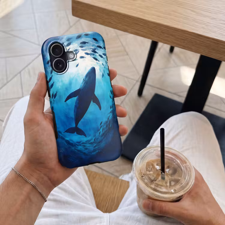 Walvis - Vissen - Donkerblauw Toughcase MagSafe Apple iPhone 17 klein -Sfeer1M