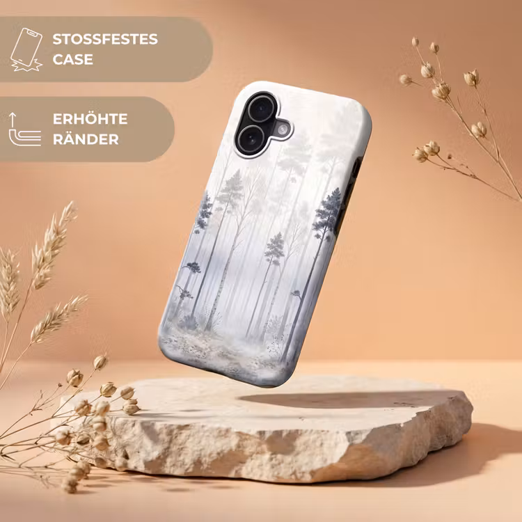 Bos - Bomen - Mist - Natuur - Illustratie - Grijs Toughcase MagSafe Apple iPhone 17 klein -USP_RandenV_DE