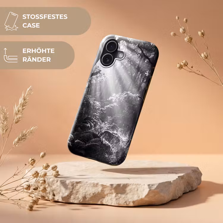 Bos - Lichtstralen - Natuur - Zwart-wit Toughcase MagSafe Apple iPhone 17 klein -USP_RandenV_DE