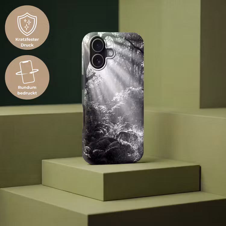 Bos - Lichtstralen - Natuur - Zwart-wit Toughcase MagSafe Apple iPhone 17 klein -USP_PrintM_DE