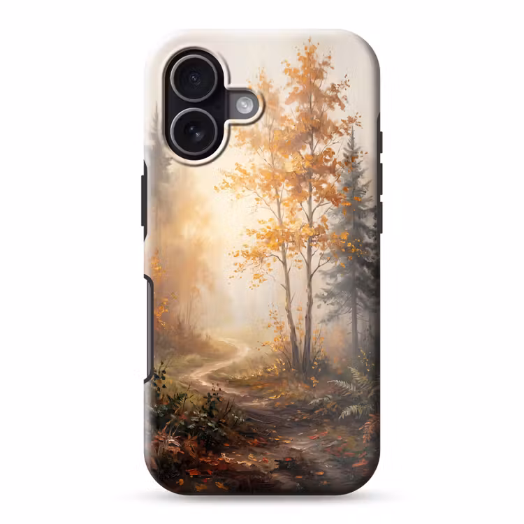 Bospad - Herfstbladeren - Natuur - Schilderachtig - Oranje Toughcase MagSafe Apple iPhone 17 klein -3d