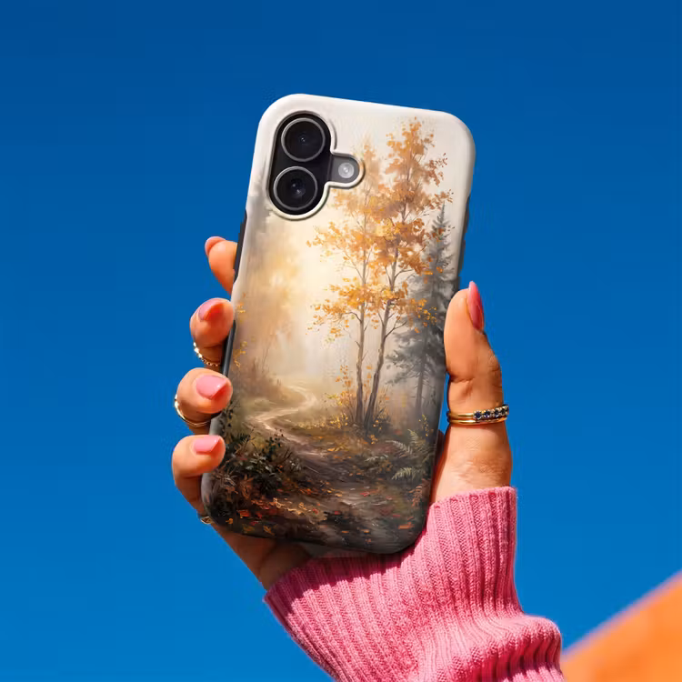 Bospad - Herfstbladeren - Natuur - Schilderachtig - Oranje Toughcase MagSafe Apple iPhone 17 klein -Sfeer1V