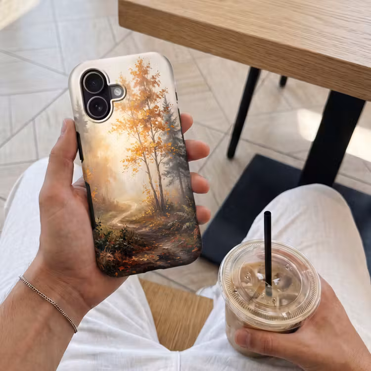 Bospad - Herfstbladeren - Natuur - Schilderachtig - Oranje Toughcase MagSafe Apple iPhone 17 klein -Sfeer1M