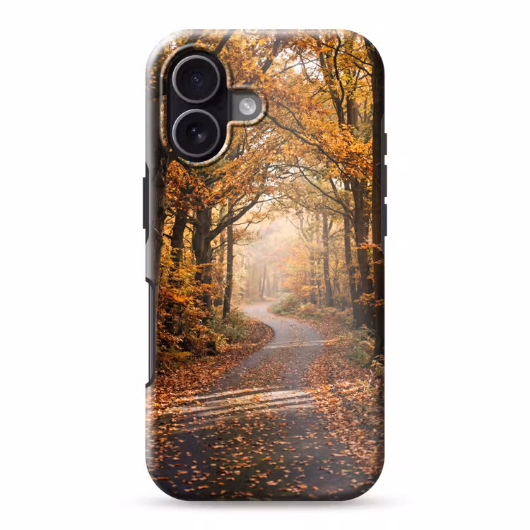 Bospad - Herfstbos - Bladeren - Oranje - Nostalgisch Toughcase MagSafe Apple iPhone 17 klein -3d