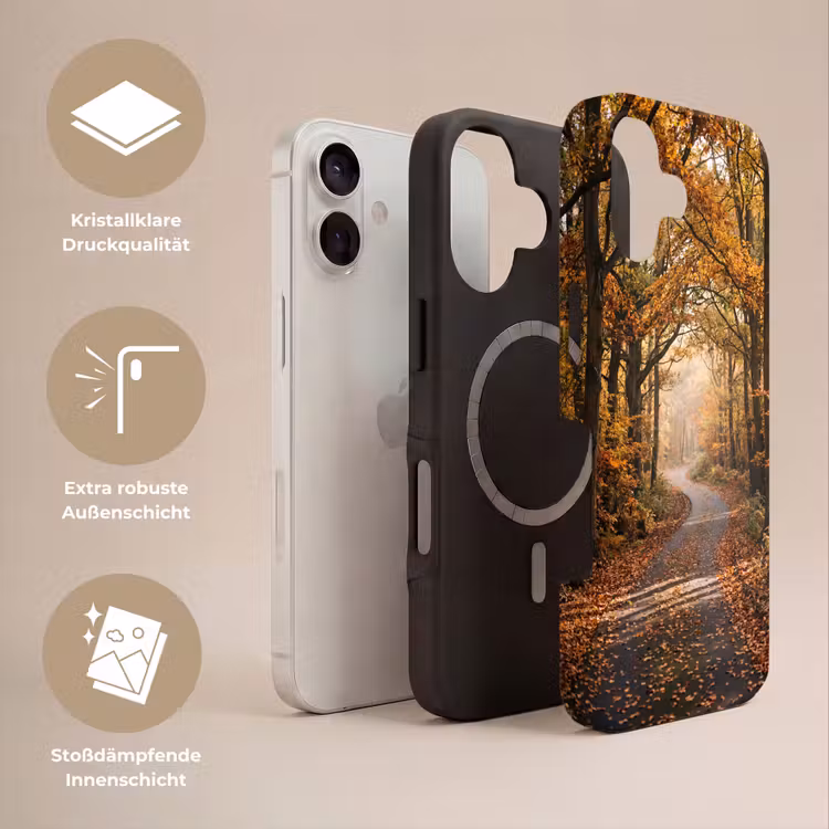 Bospad - Herfstbos - Bladeren - Oranje - Nostalgisch Toughcase MagSafe Apple iPhone 17 klein -USP_Lagen_DE