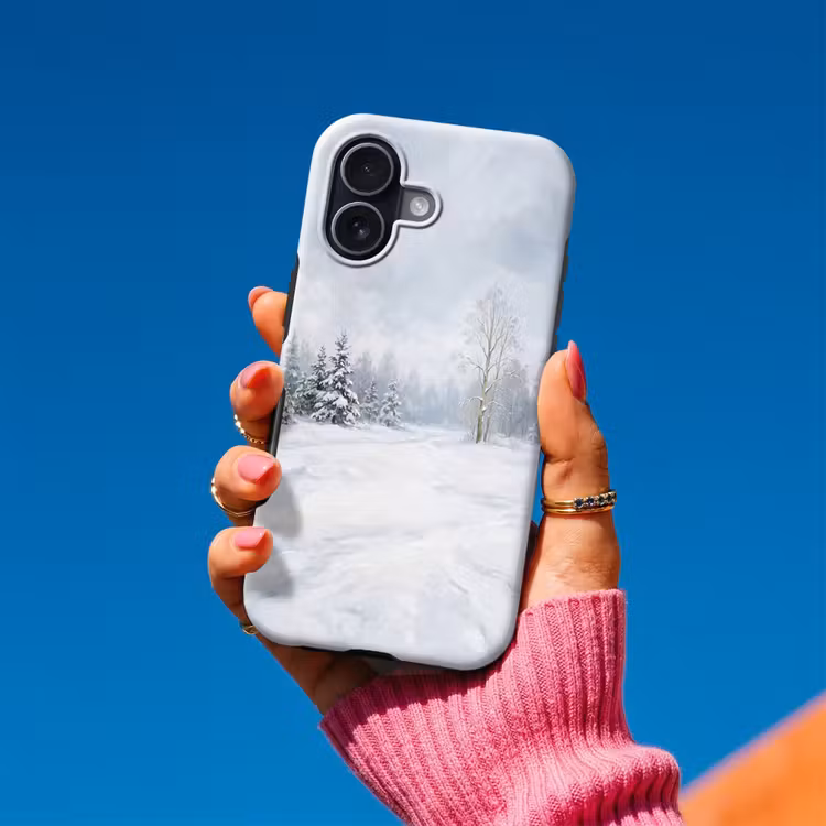 Bospad - Dennen - Sneeuw - Winter - Rustgevend Toughcase MagSafe Apple iPhone 17 klein -Sfeer1V