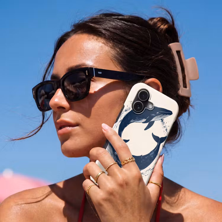 Walvissen - Spetters - Cirkel - Donkerblauw Toughcase MagSafe Apple iPhone 17 klein -Sfeer2V