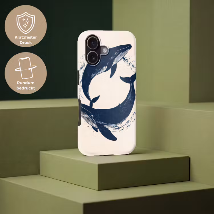 Walvissen - Spetters - Cirkel - Donkerblauw Toughcase MagSafe Apple iPhone 17 klein -USP_PrintM_DE