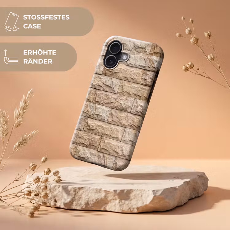 Muur - Steen - Ruw - Textuur - Beige Toughcase MagSafe Apple iPhone 17 klein -USP_RandenV_DE
