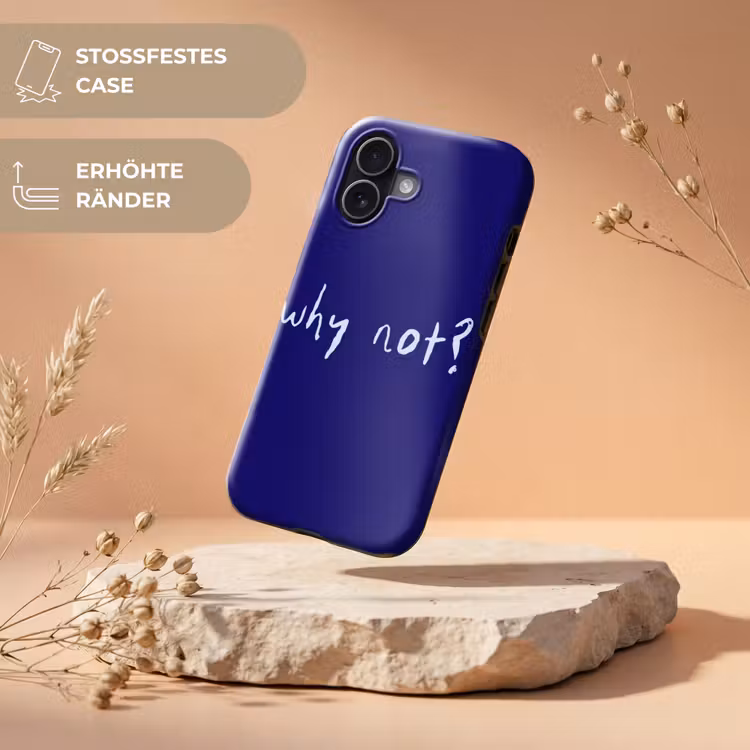 Why not - Blauw - Handgeschreven Toughcase MagSafe Apple iPhone 17 klein -USP_RandenV_DE