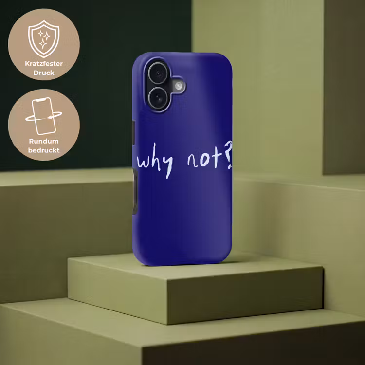 Why not - Blauw - Handgeschreven Toughcase MagSafe Apple iPhone 17 klein -USP_PrintM_DE