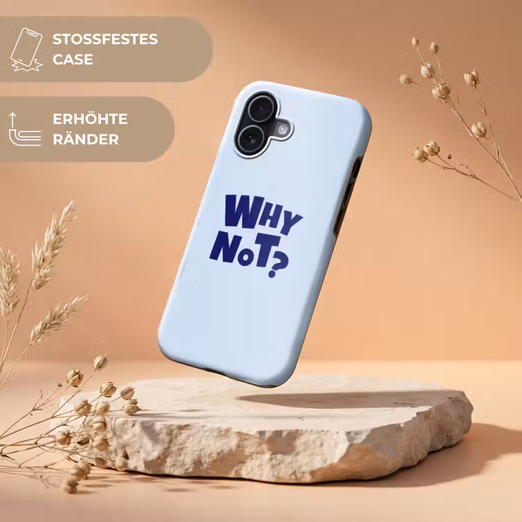 Why not - Blauw - Licht blauw - Quote Toughcase MagSafe Apple iPhone 17 klein -USP_RandenV_DE