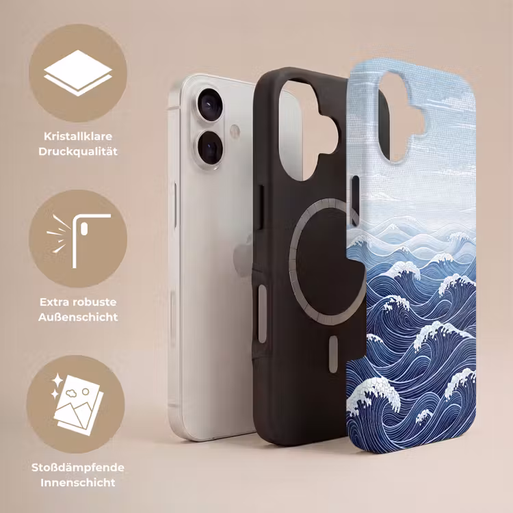 Water - Mozaïek - Landschap - Modern - Blauw Toughcase MagSafe Apple iPhone 17 klein -USP_Lagen_DE