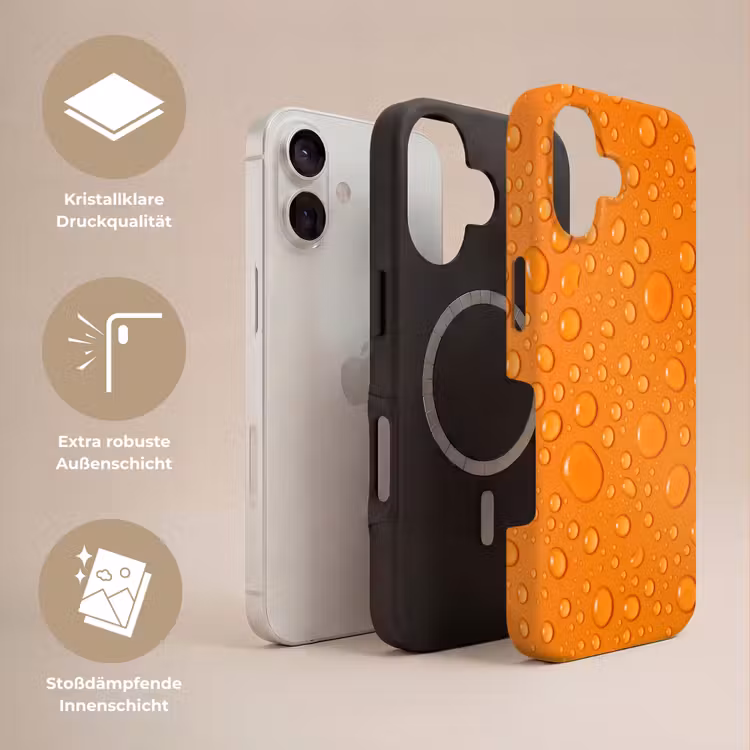 Water - Druppels - Oranje Toughcase MagSafe Apple iPhone 17 klein -USP_Lagen_DE