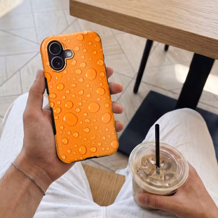 Water - Druppels - Oranje Toughcase MagSafe Apple iPhone 17 klein -Sfeer1M