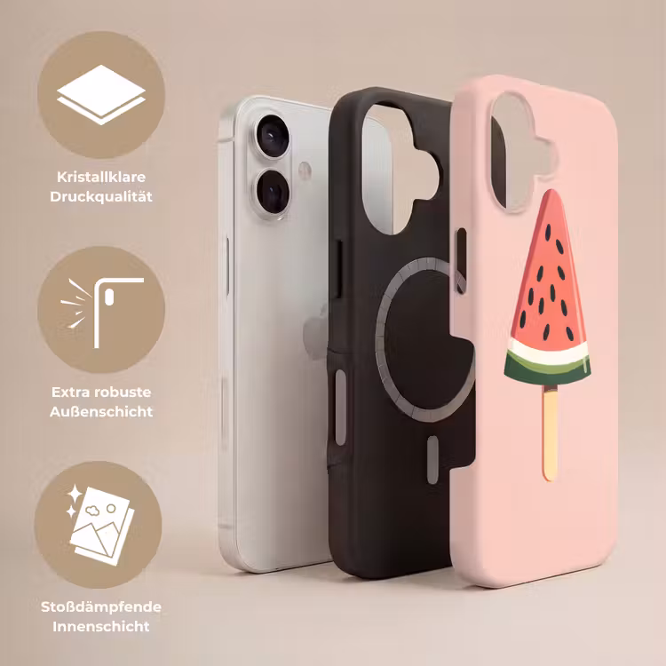 Watermeloen - Ijsje - Pitjes - Rood Toughcase MagSafe Apple iPhone 17 klein -USP_Lagen_DE