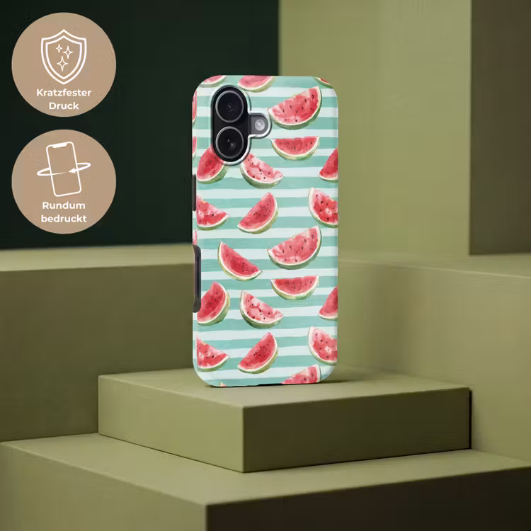 Watermeloen - Strepen - Groen Toughcase MagSafe Apple iPhone 17 klein 1017 -USP_PrintM_DE
