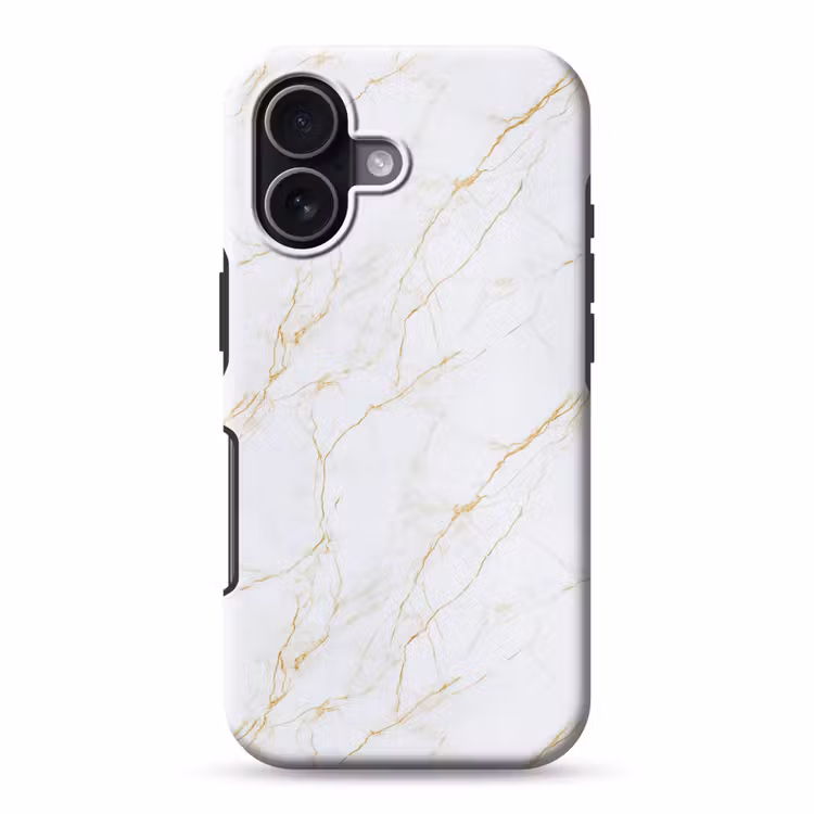 Wit - Marmer - Goud - Luxueus Toughcase MagSafe Apple iPhone 17 klein 1017 -3d