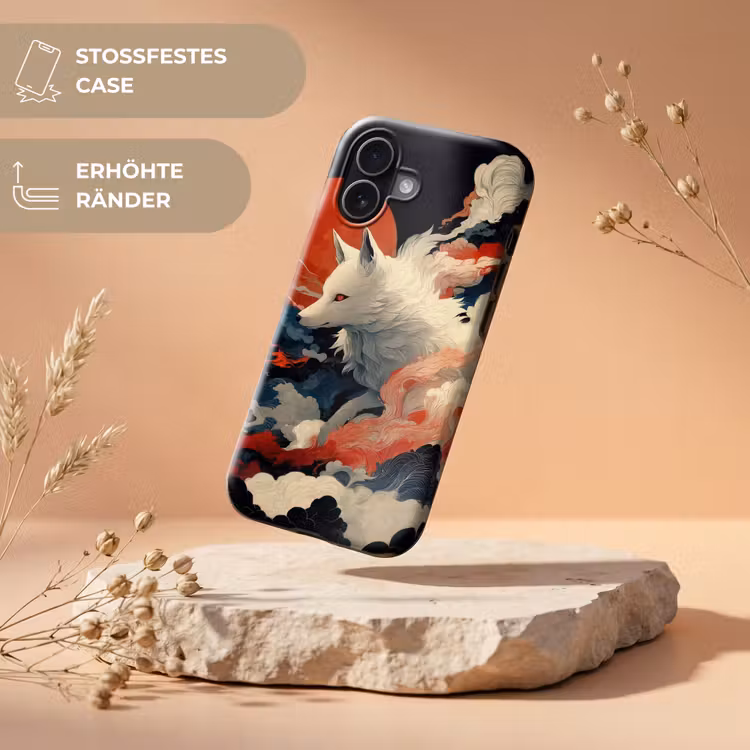 Witte vos - wolken - maan Toughcase MagSafe Apple iPhone 17 klein -USP_RandenV_DE