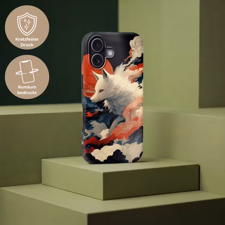 Witte vos - wolken - maan Toughcase MagSafe Apple iPhone 17 klein -USP_PrintM_DE