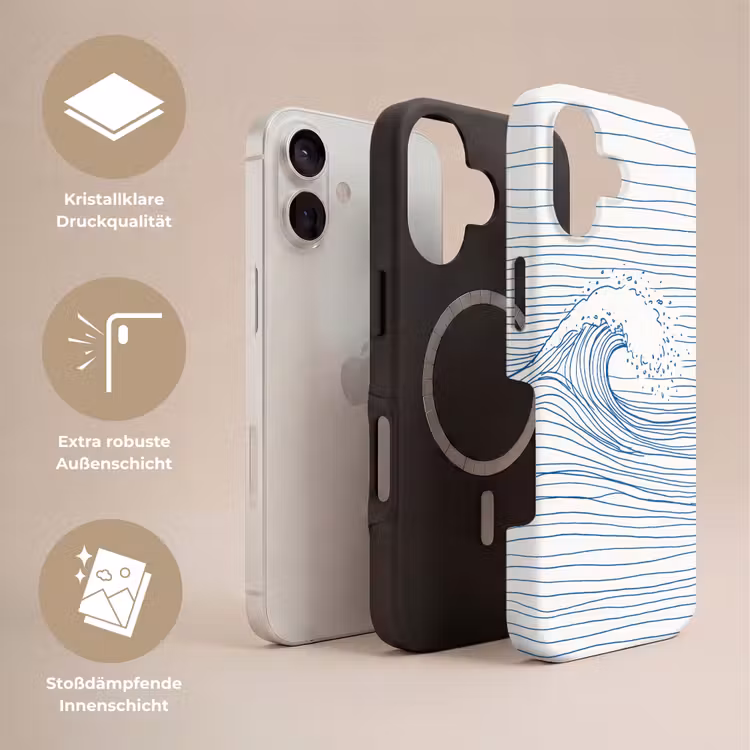 Golf - Brekende - Natuur - Minimalistisch - Blauw Toughcase MagSafe Apple iPhone 17 klein -USP_Lagen_DE