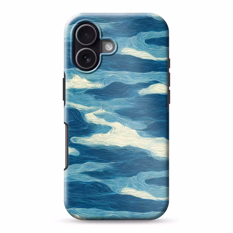 Golven - Abstract - Patroon - Blauw - Wit Toughcase MagSafe Apple iPhone 17 klein 1017 -3d