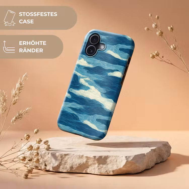 Golven - Abstract - Patroon - Blauw - Wit Toughcase MagSafe Apple iPhone 17 klein 1017 -USP_RandenV_DE