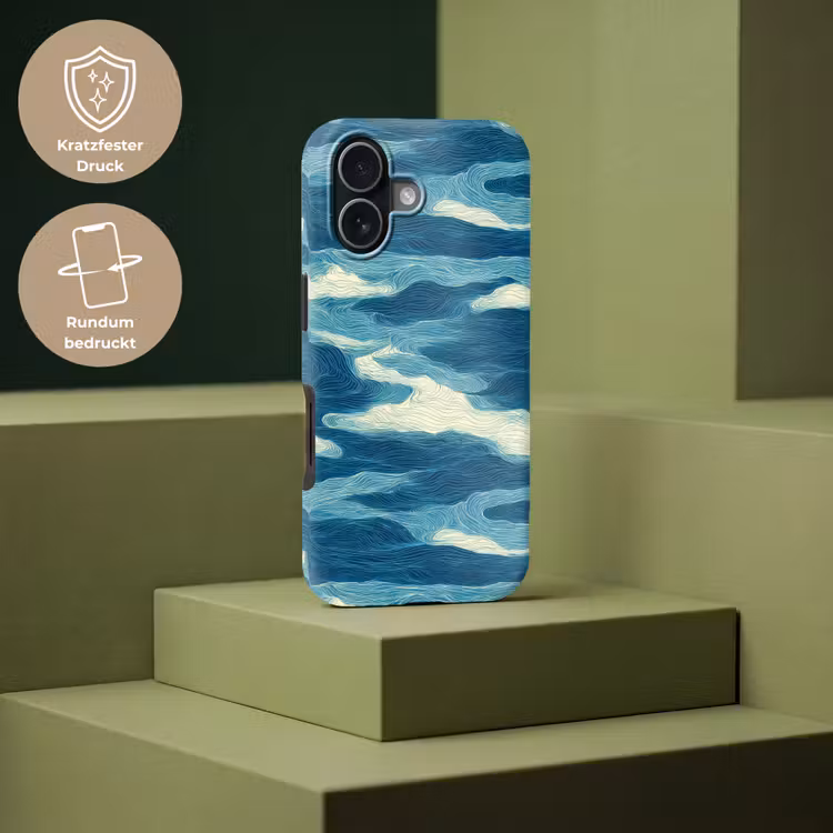 Golven - Abstract - Patroon - Blauw - Wit Toughcase MagSafe Apple iPhone 17 klein 1017 -USP_PrintM_DE