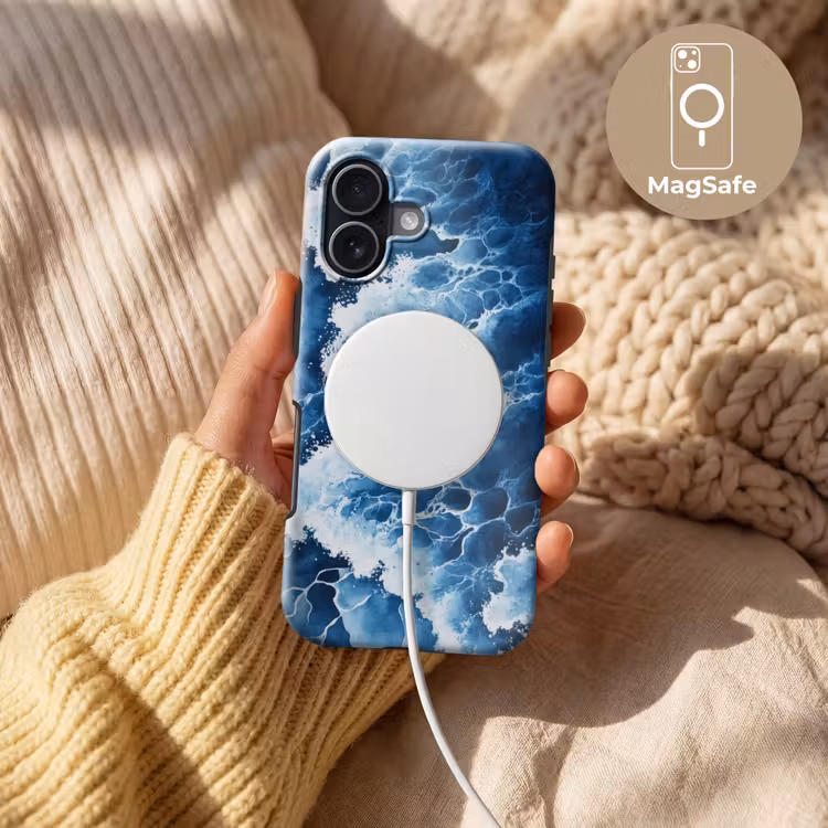 Golven - Blauw - Schuim Toughcase MagSafe Apple iPhone 17 klein -USP_MagsafeV