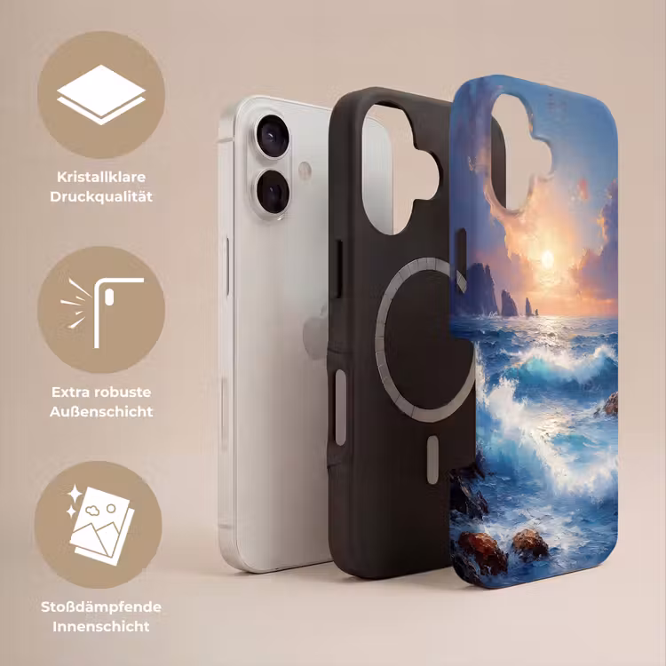 Golven - Zee - Kleurrijk - Rotsen Toughcase MagSafe Apple iPhone 17 klein -USP_Lagen_DE