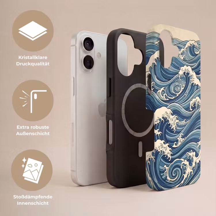 Golven - Zee - Natuur - Abstract - Blauw Toughcase MagSafe Apple iPhone 17 klein -USP_Lagen_DE