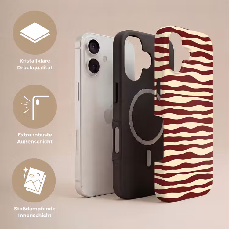 Golven - Rood - Patroon - Crème Toughcase MagSafe Apple iPhone 17 klein 1017 -USP_Lagen_DE