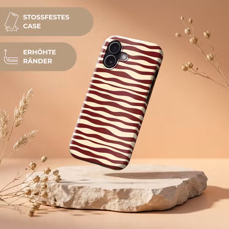 Golven - Rood - Patroon - Crème Toughcase MagSafe Apple iPhone 17 klein 1017 -USP_RandenV_DE