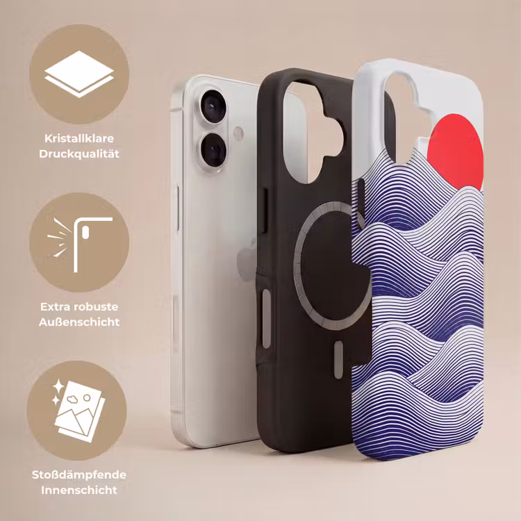 Golven - Zon - Natuur - Abstract - Rood Toughcase MagSafe Apple iPhone 17 klein -USP_Lagen_DE