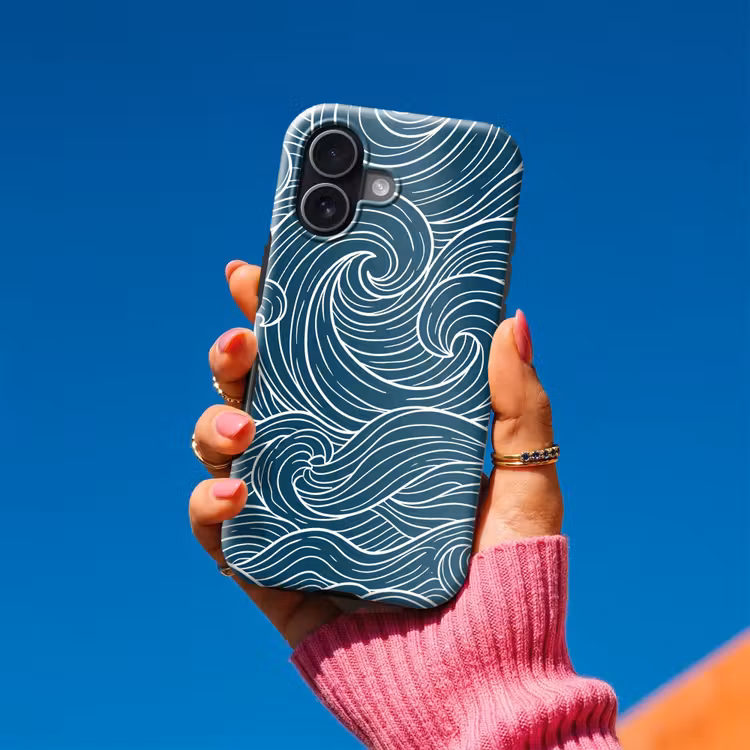Golven - Spiraal - Water - Abstract - Blauw Toughcase MagSafe Apple iPhone 17 klein -Sfeer1V