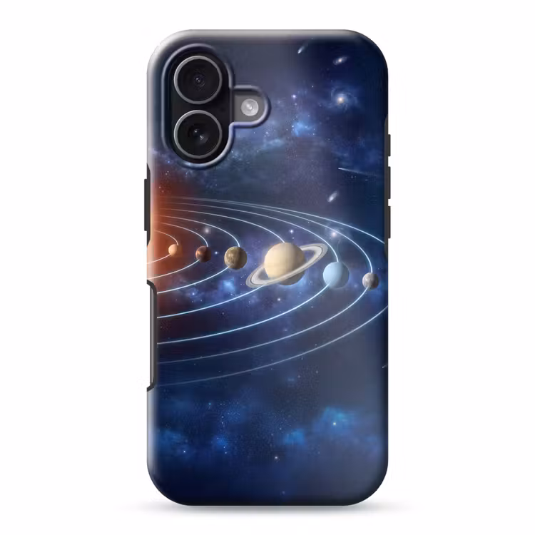 Ruimte - Zonnestelsel - Blauw Toughcase MagSafe Apple iPhone 17 klein -3d