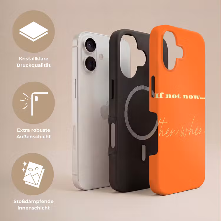 If not now then when - Oranje - Geel - Levendig Toughcase MagSafe Apple iPhone 17 klein -USP_Lagen_DE