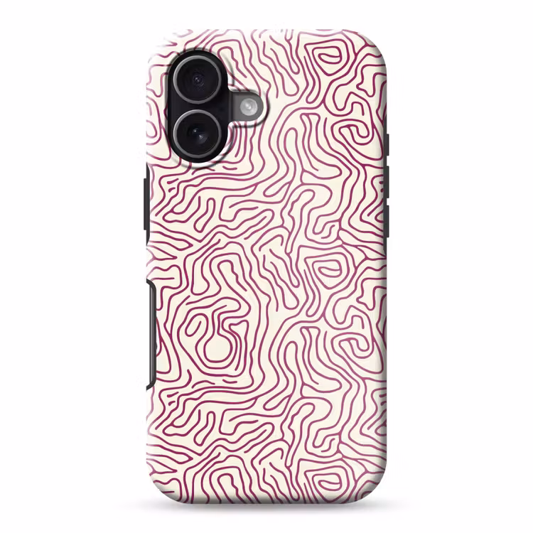 Kronkelende lijn - Magenta - Crème Toughcase MagSafe Apple iPhone 17 klein 1017 -3d