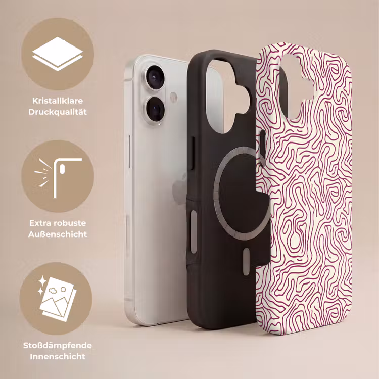 Kronkelende lijn - Magenta - Crème Toughcase MagSafe Apple iPhone 17 klein 1017 -USP_Lagen_DE
