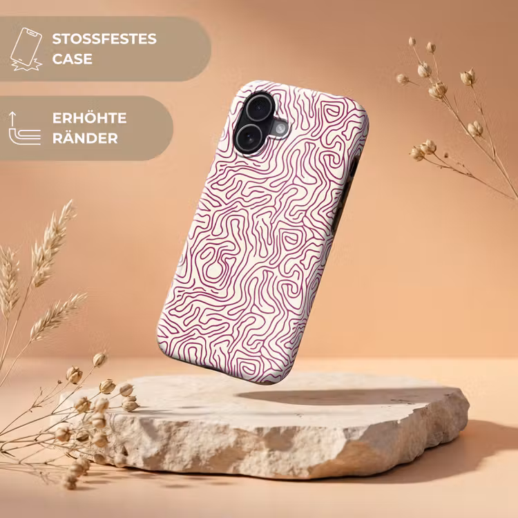 Kronkelende lijn - Magenta - Crème Toughcase MagSafe Apple iPhone 17 klein 1017 -USP_RandenV_DE