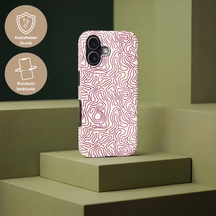 Kronkelende lijn - Magenta - Crème Toughcase MagSafe Apple iPhone 17 klein 1017 -USP_PrintM_DE
