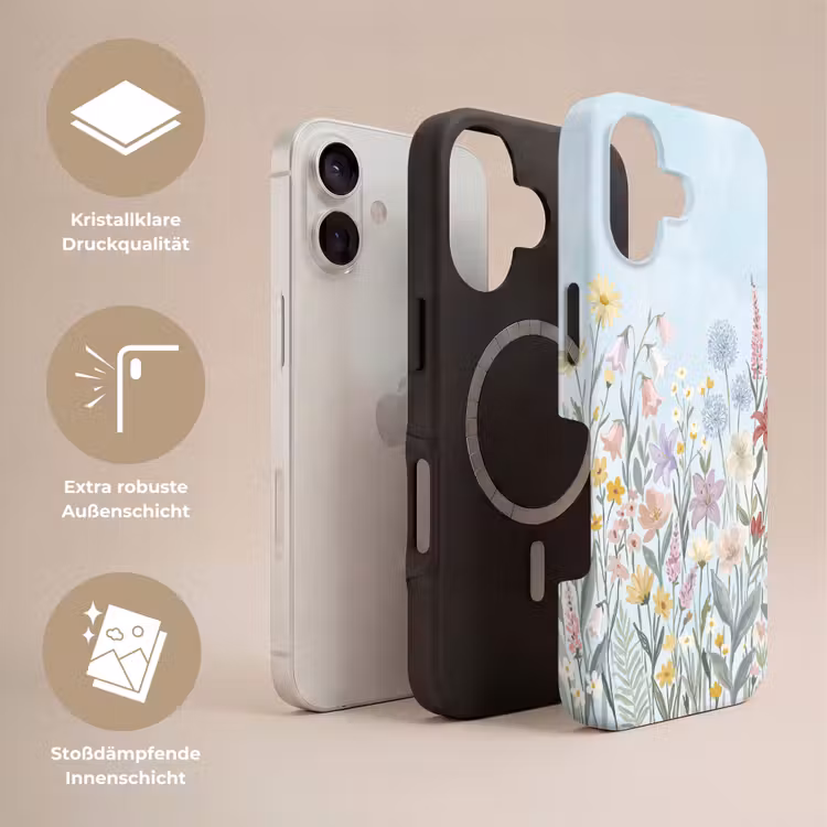 Weidebloemen - Illustratie - Kleurrijk Toughcase MagSafe Apple iPhone 17 klein -USP_Lagen_DE