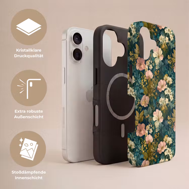 Wilde bloemen - Botanisch - Patroon - Roze - Romantisch Toughcase MagSafe Apple iPhone 17 klein 1017 -USP_Lagen_DE