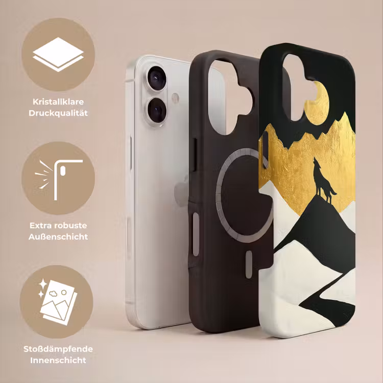Wolf - Bergen - Maan - Zwart Toughcase MagSafe Apple iPhone 17 klein -USP_Lagen_DE