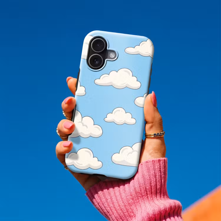 Wolk - Cartoon - Lucht - Blauw - Wit Toughcase MagSafe Apple iPhone 17 klein -Sfeer1V