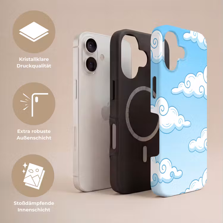 Wolk - Lucht - Cartoon - Blauw - Wit Toughcase MagSafe Apple iPhone 17 klein -USP_Lagen_DE