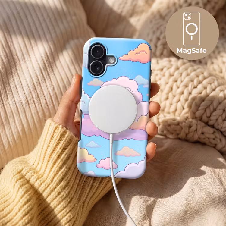 Wolk - Lucht - Natuur - Illustratie - Pastel Toughcase MagSafe Apple iPhone 17 klein -USP_MagsafeV